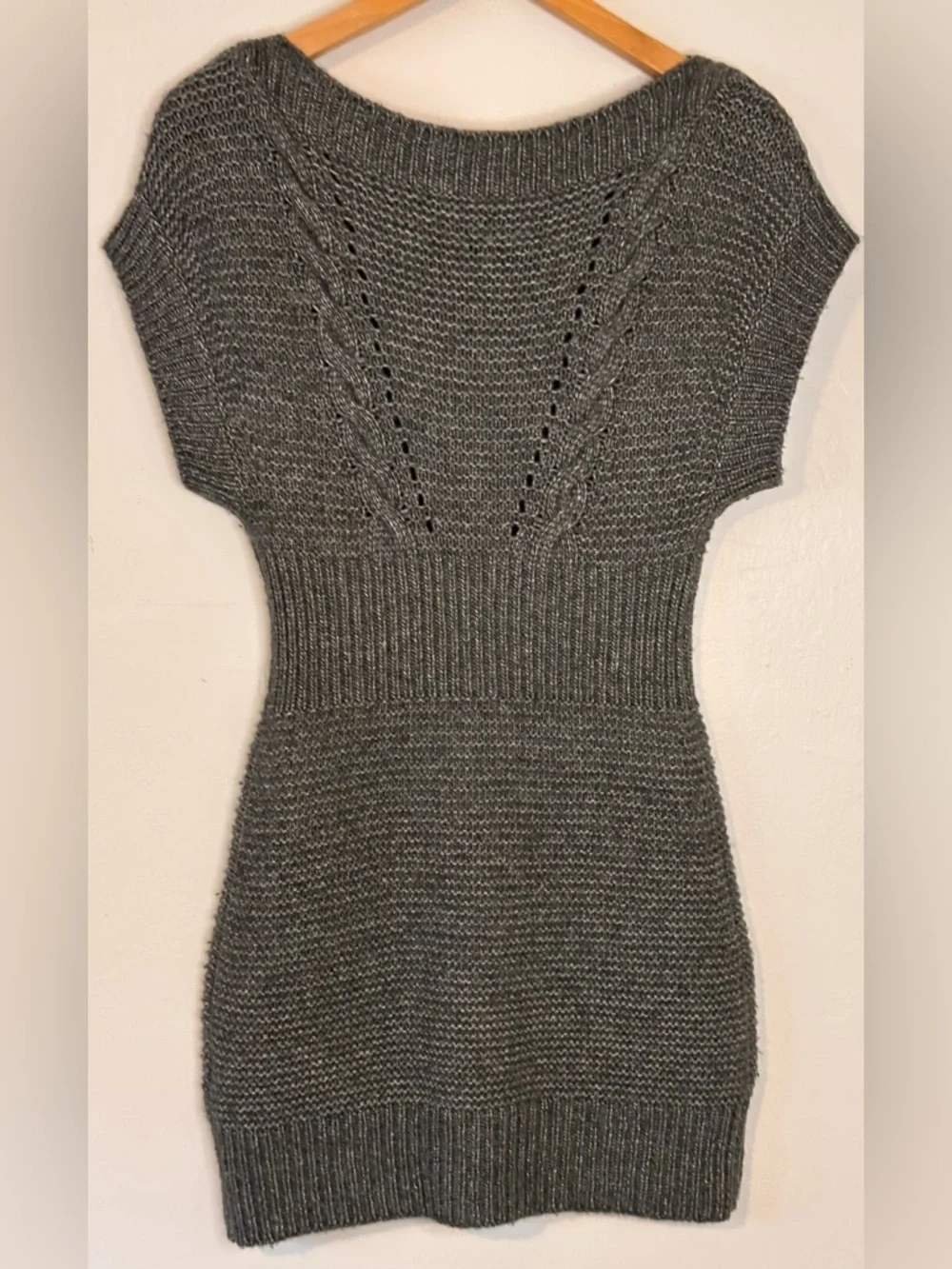🌸 Armani Exchange Heather Gray Off-the-Shoulder Knit Dress Sweater Size Small